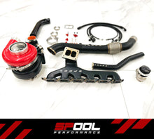 Load image into Gallery viewer, SPOOL PERFORMANCE BILLET MANIFOLD A91 SUPRA 6 PORT TOP MOUNT TURBOCHARGER KIT SP-A916P-TMTK-IFX900-NCC-NCO