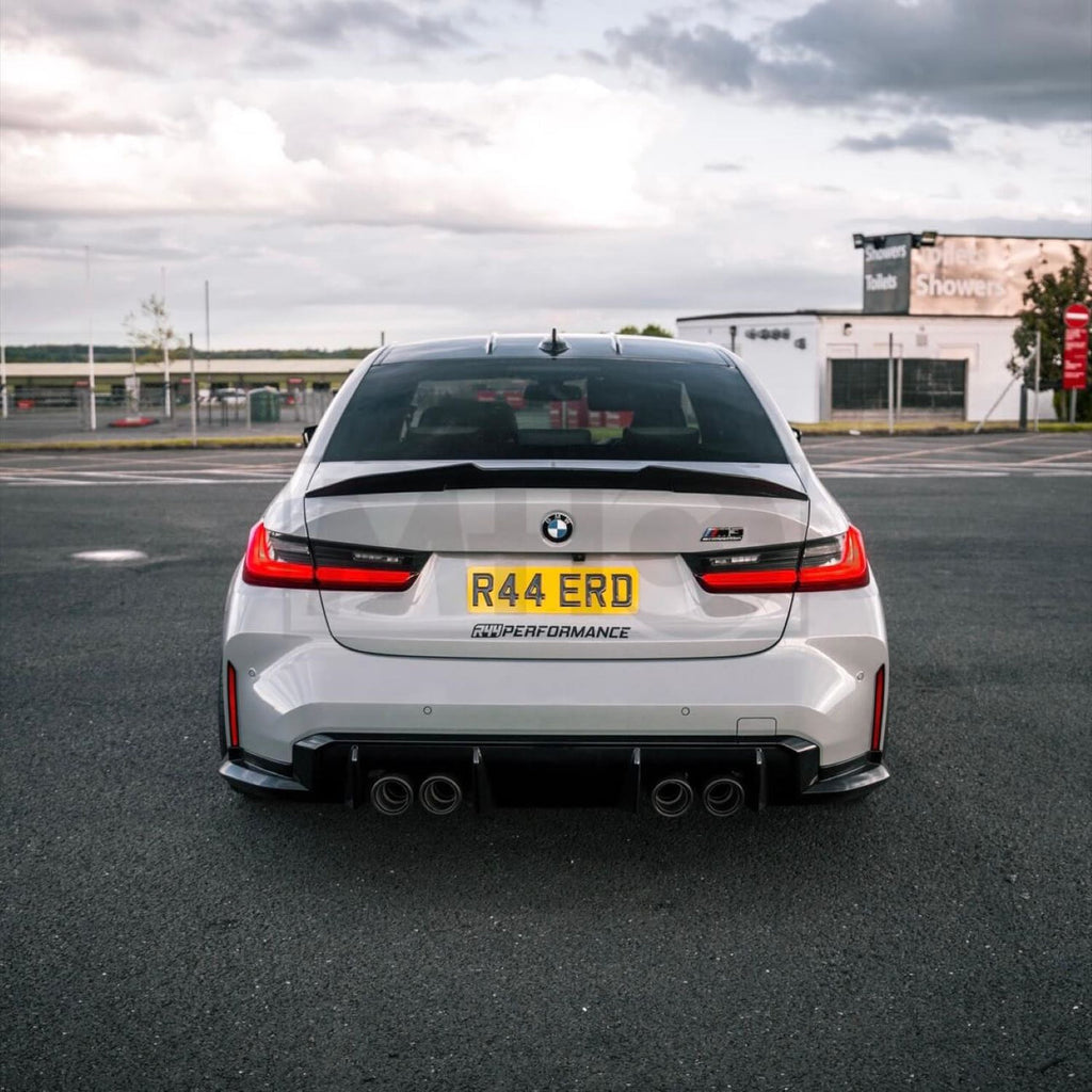 R44 BMW G80 M3 Ducktail Style Spoiler In Pre-Preg Carbon Fibre
