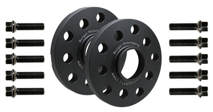 Burger Motorsports VAG Wheel Spacer Kit w/10 Black Extended Wheel Bolts (Pair, 2 Wheels)
