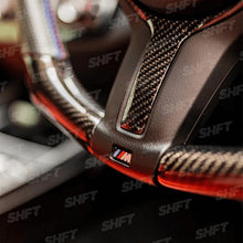 Load image into Gallery viewer, R44 BMW M SPORT STEERING WHEEL TRIM INSERT IN GLOSS CARBON FIBRE