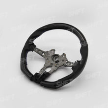 Load image into Gallery viewer, R44 BMW FLAT BOTTOM GLOSS CARBON STEERING WHEEL W/ PERFORATED LEATHER MOLDED GRIPS