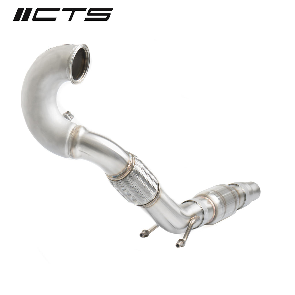 CTS TURBO MQB FWD EXHAUST DOWNPIPE WITH HIGH FLOW CAT (MK7/MK7.5 GOLF, GTI, GLI, A3 FWD) CTS-EXH-DP-0014-CAT