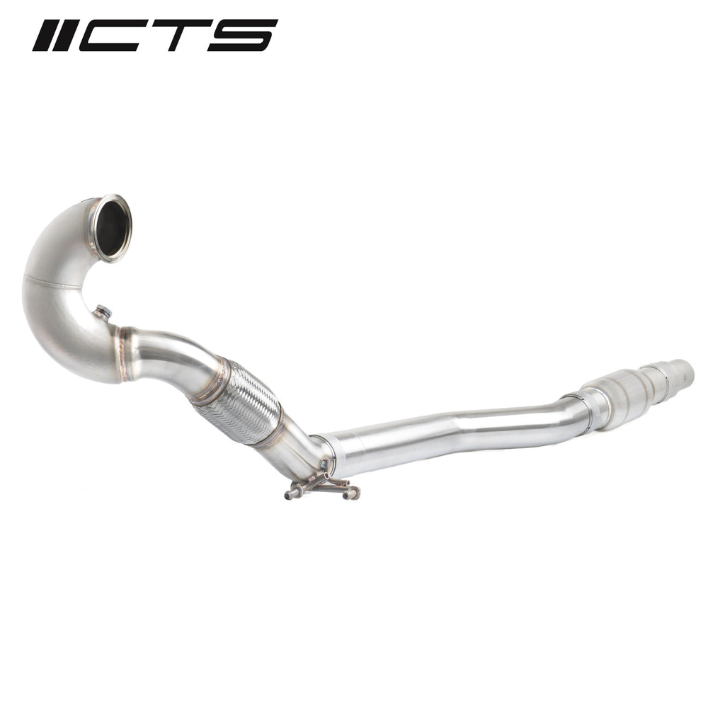 CTS TURBO MQB AWD EXHAUST DOWNPIPE WITH HIGH FLOW CAT (MK7/MK7.5 GOLF AWD, GOLF R, A3/S3/TT/TT-S QUATTRO) CTS-EXH-DP-0015-CAT