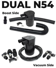 Load image into Gallery viewer, Burger Motorsports Dual BMS Oil Catch Can Kit for N54 BMW (Vacuum & Boost)