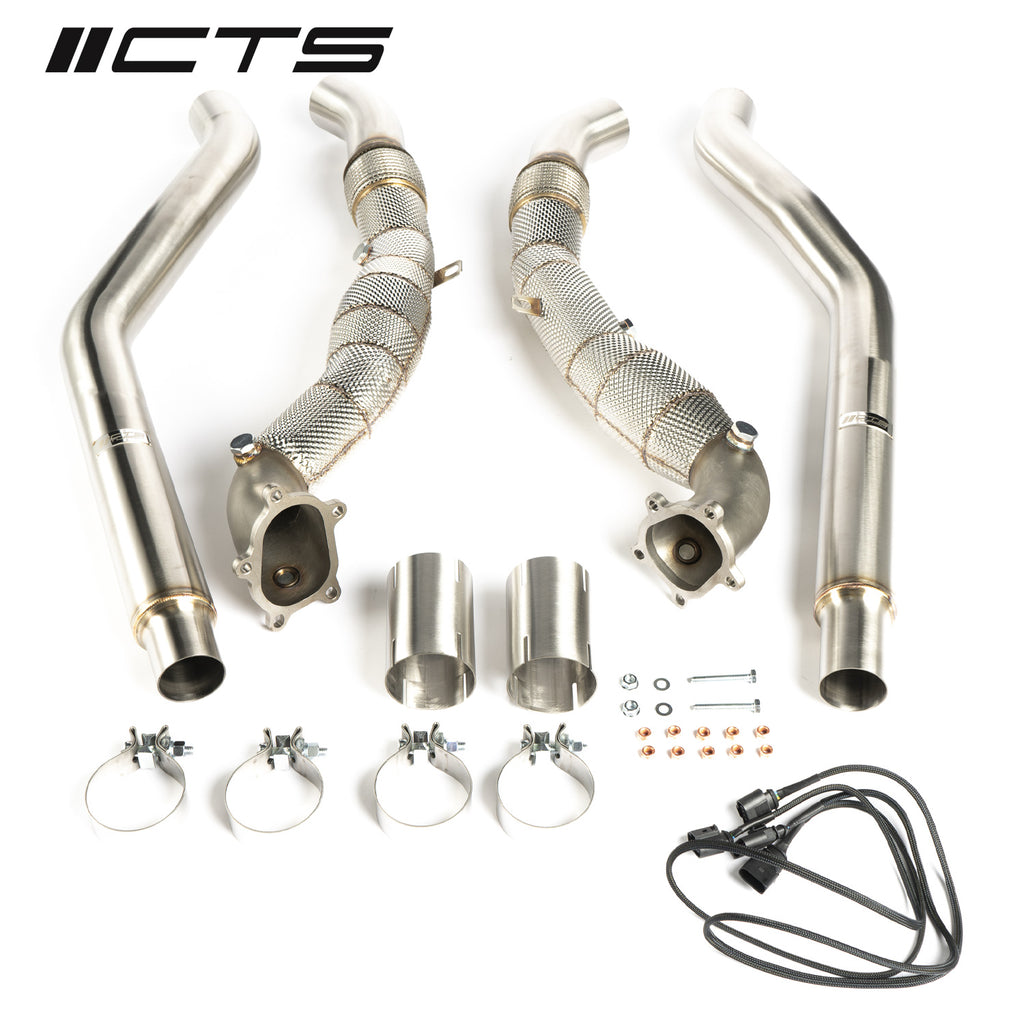 CTS TURBO AUDI C7/C7.5 S6/S7/RS7 4.0T CAST DOWNPIPE SET WITH HIGH FLOW CATS CTS-EXH-DP-0026-CAT