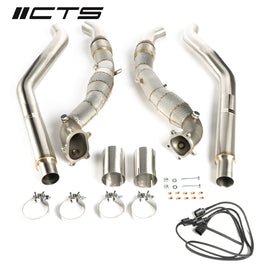 CTS TURBO AUDI C7/C7.5 S6/S7/RS7 4.0T CAST DOWNPIPE SET WITH HIGH FLOW CATS CTS-EXH-DP-0026-CAT