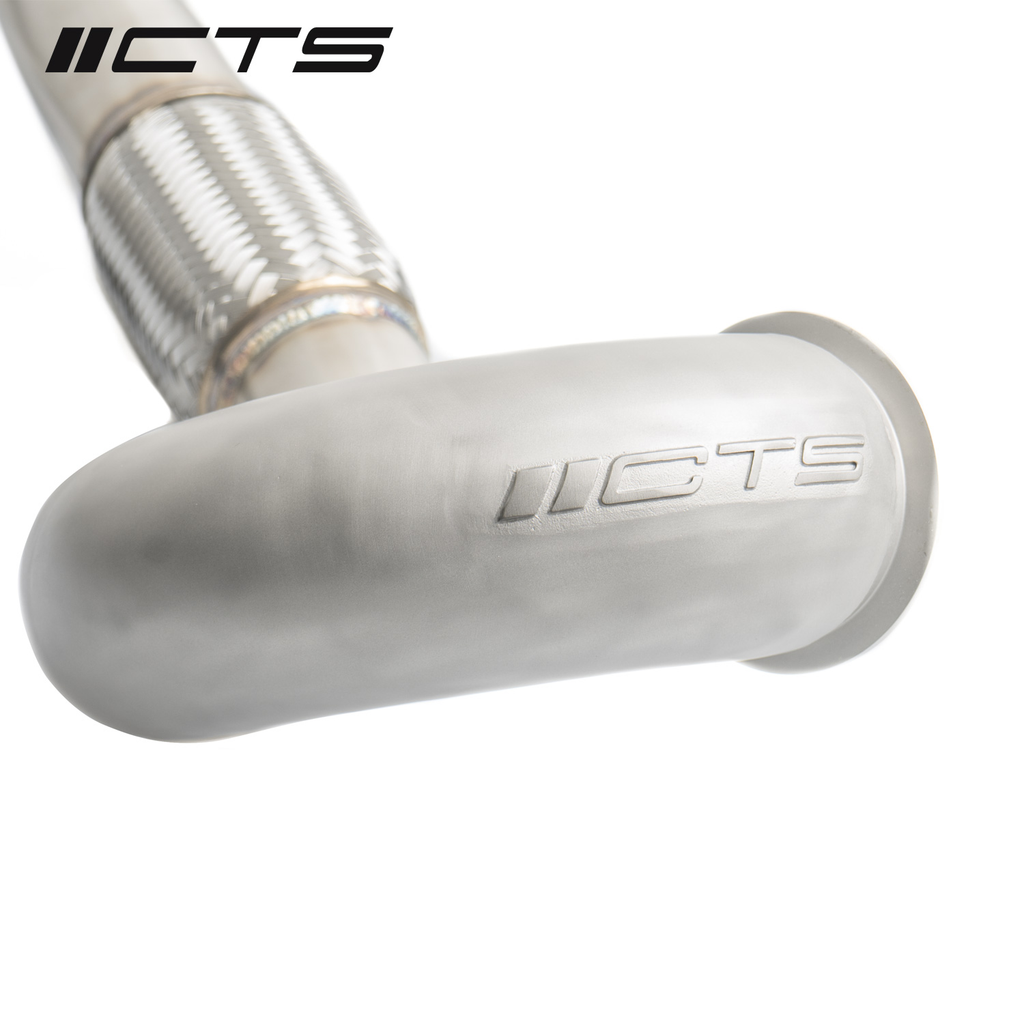 CTS TURBO MQB FWD EXHAUST DOWNPIPE WITH HIGH FLOW CAT (MK7/MK7.5 GOLF, GTI, GLI, A3 FWD) CTS-EXH-DP-0014-CAT