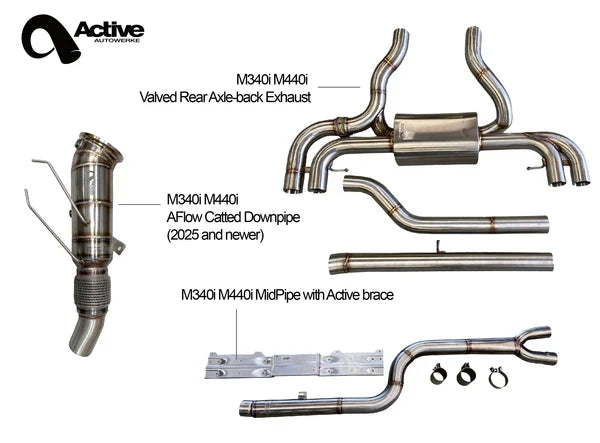 Active Autowerke M340i M440i Rear Exhaust AFlow Downpipe Midpipe Bundle