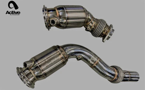 Active Autowerke F8X BMW S55 M2C M3 M4 Downpipes with AFlow Cats