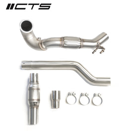CTS TURBO MQB AWD EXHAUST DOWNPIPE WITH HIGH FLOW CAT (MK7/MK7.5 GOLF AWD, GOLF R, A3/S3/TT/TT-S QUATTRO) CTS-EXH-DP-0015-CAT