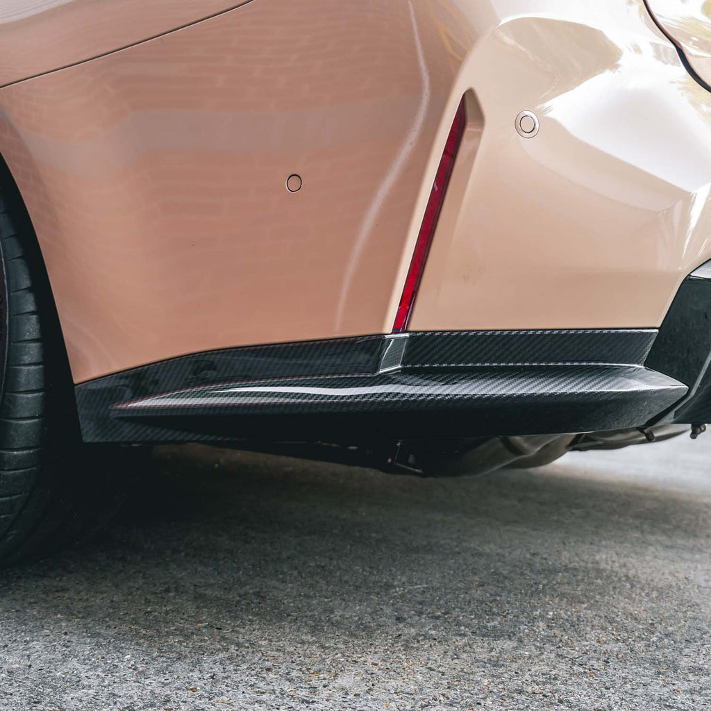 R44 MHC PLUS BMW G80 M3 OEM STYLE REAR SIDE DIFFUSER CORNER REPLACEMENTS IN PRE PREG CARBON FIBRE