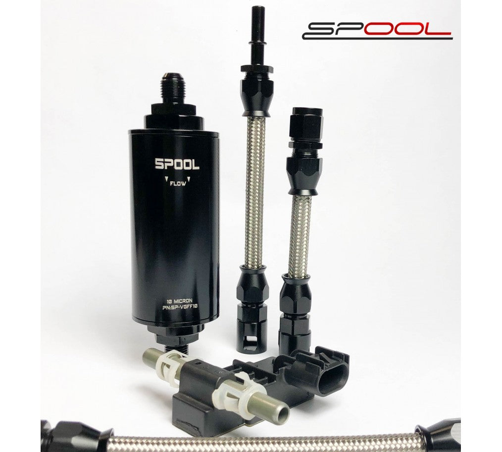 SPOOL PERFORMANCE BMW [N54/N55] E9X/E8X/E6X HIGH PERFORMANCE STAINLESS STEEL 10 MICRON IN-LINE FILTER UNIT SP-BM-10MFIL-1