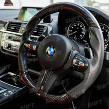 Load image into Gallery viewer, R44 BMW M SPORT STEERING WHEEL TRIM INSERT IN GLOSS CARBON FIBRE