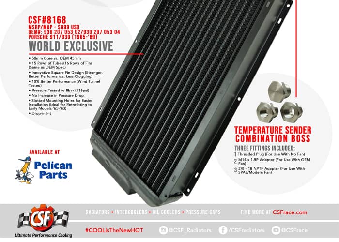 CSF Radiators 911/930 TURBO RIGHT FENDER OIL COOLER 8168